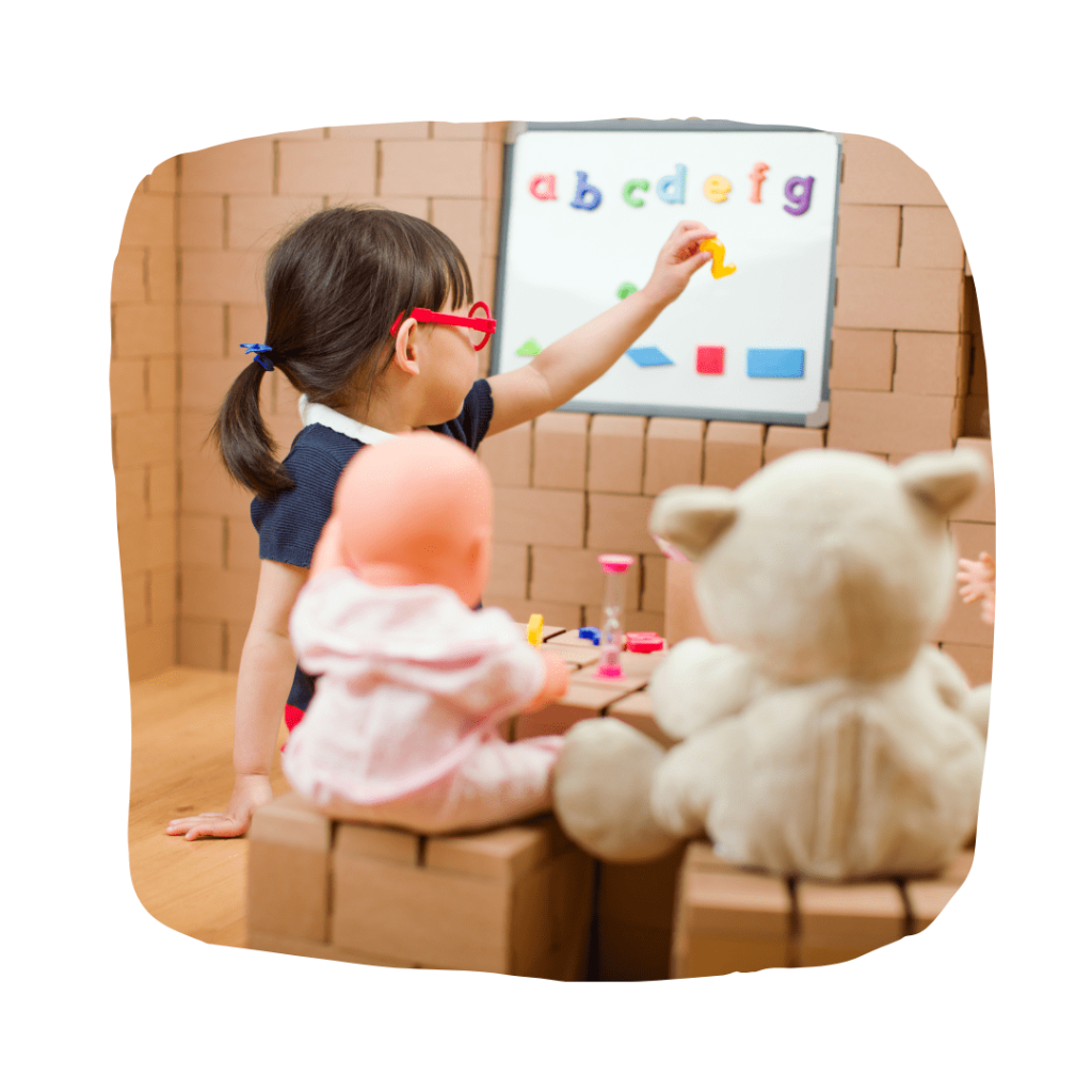 Children pretend to learn about the world
