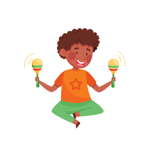 small child enjoying music