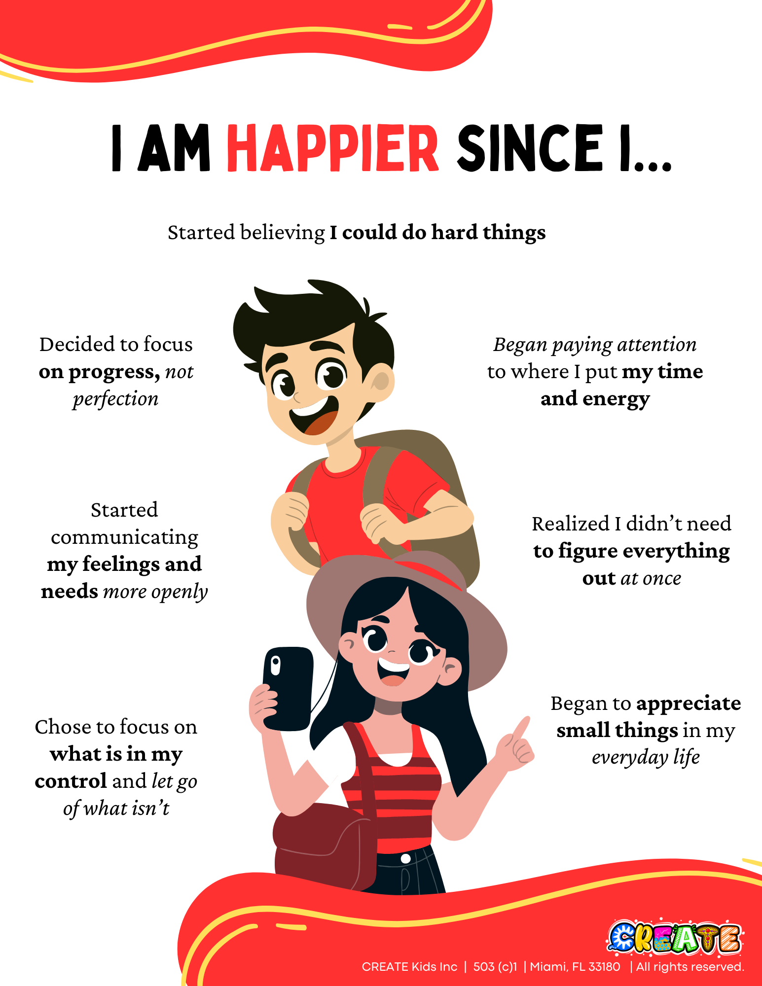 Happy kids focus on poster